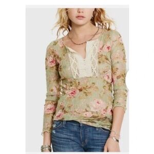 Y2K Denim & Supply Ralph Lauren Women's Floral Mesh Lace Popover Long Sleeve